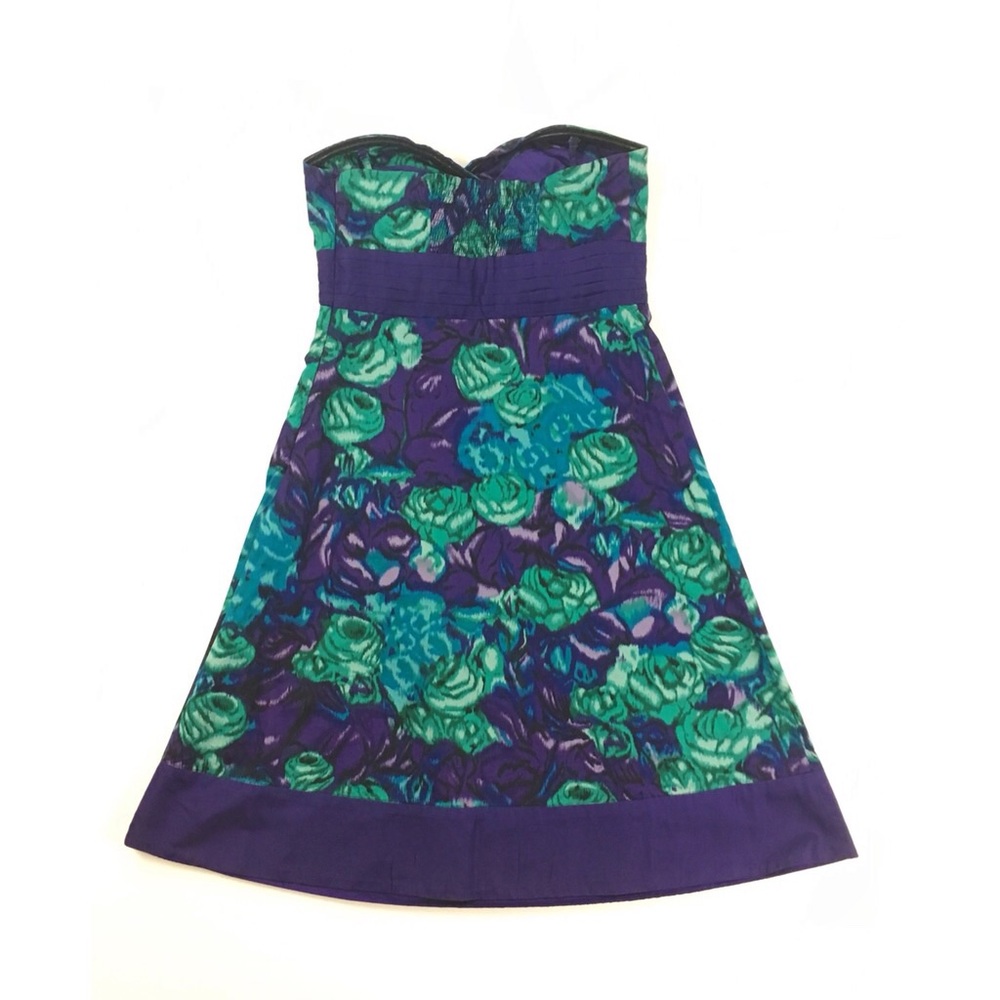 Anthropologie | Alloy Floral Strapless Dress sz 2 - Picture 5 of 8